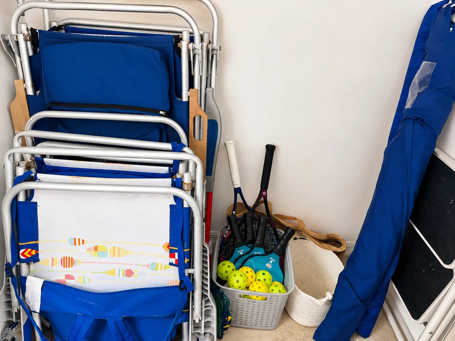 Beach chairs, tennis & pickleball gear