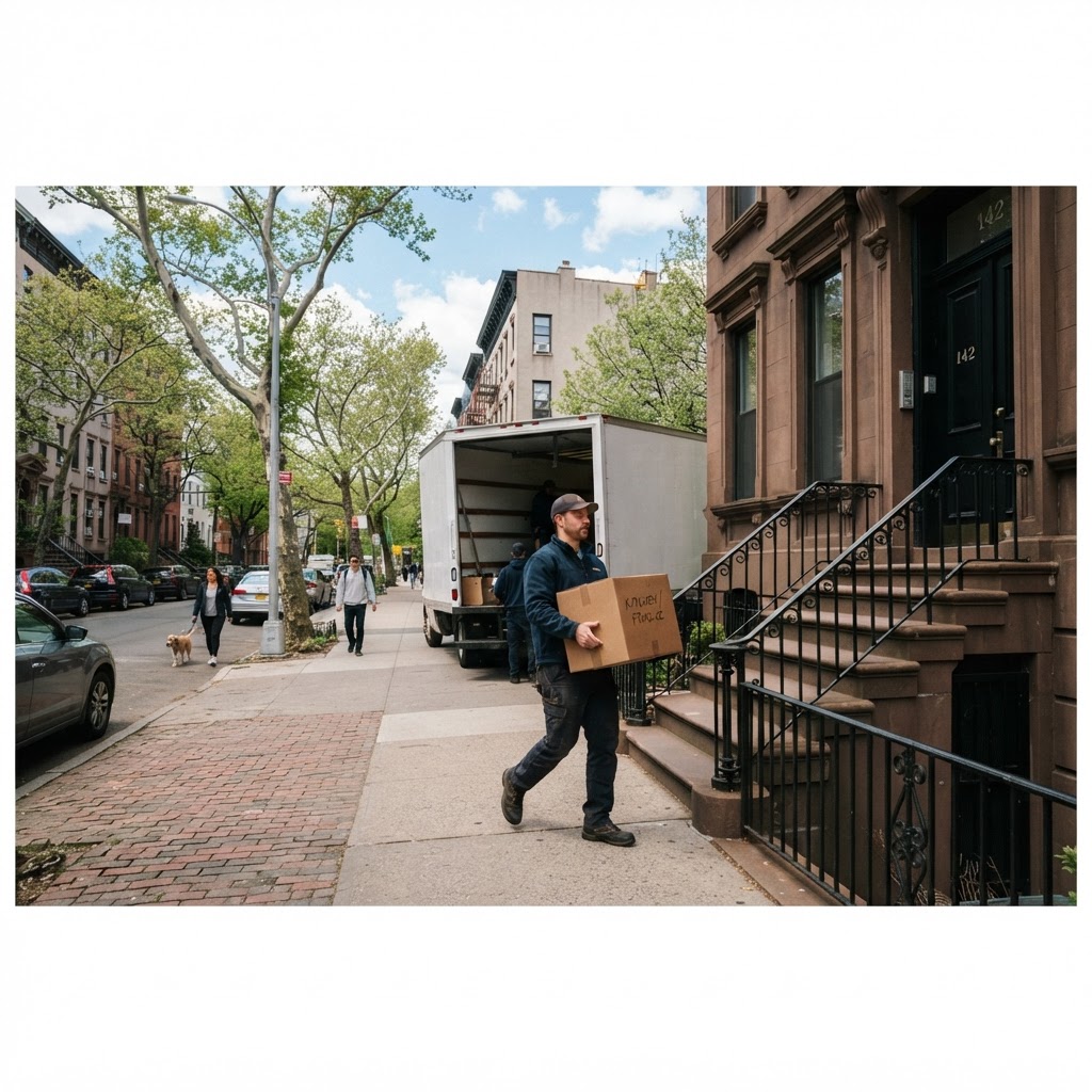 Local movers in NYC loading furniture into moving truck
