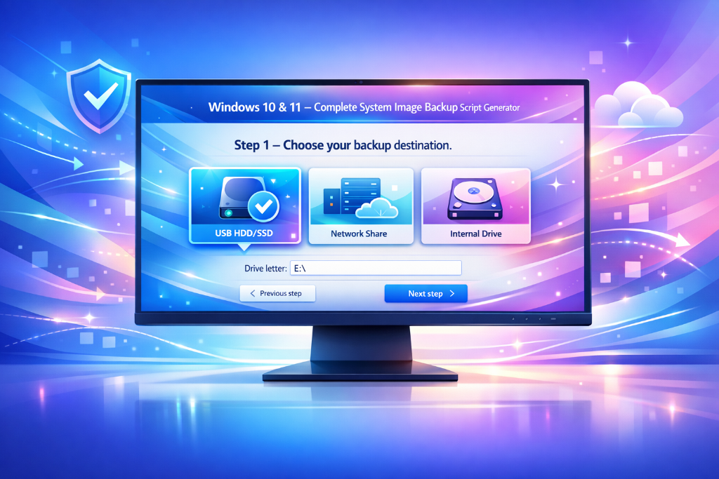 Windows System Image Backup Tool Screenshot