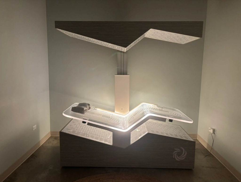Ammortal therapeutic light bed — a photobiomodulation recovery system featured in the Preston Hollow wellness suite
