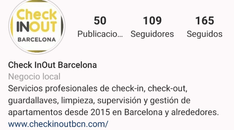 Perfil de Instagram de Check InOut Barcelona