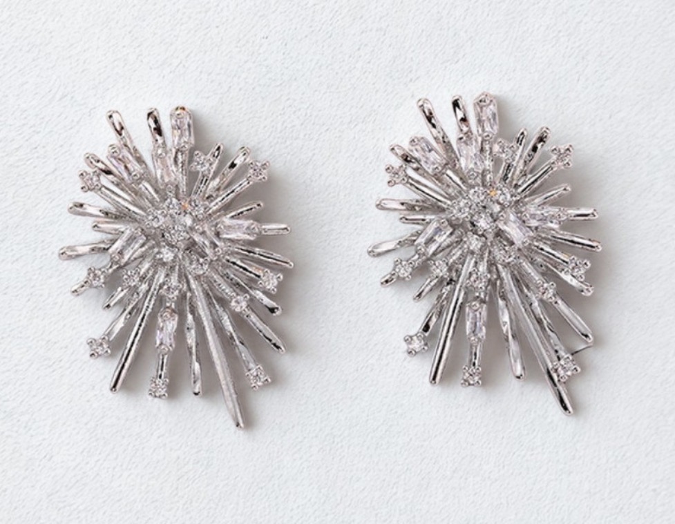 White Gold Firework Earring in Silver