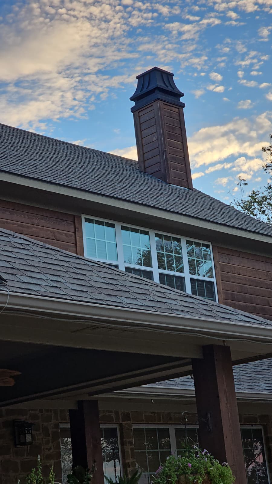 Chimney on a DFW home at sunset