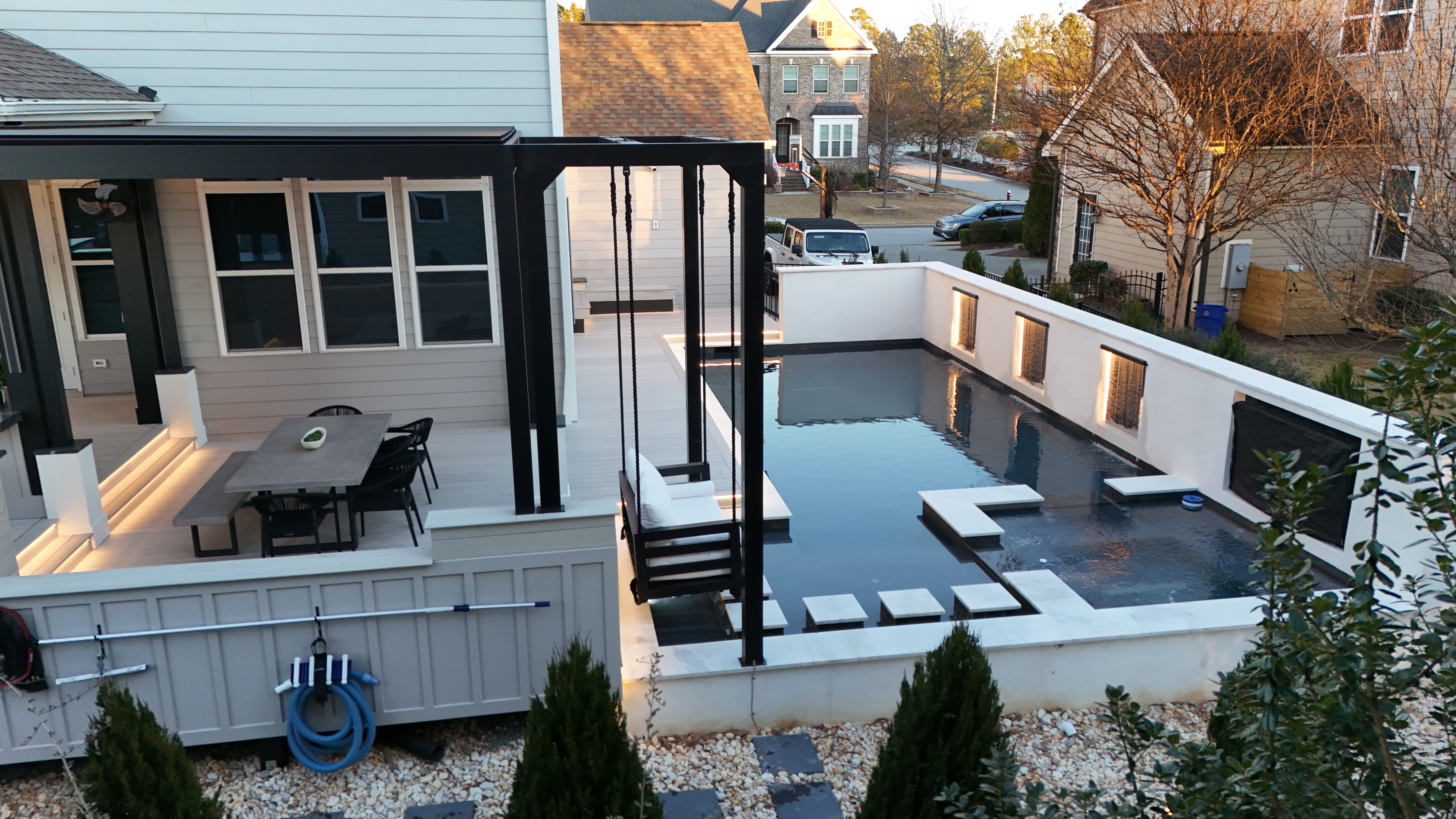 Pool & Patio — Dusk