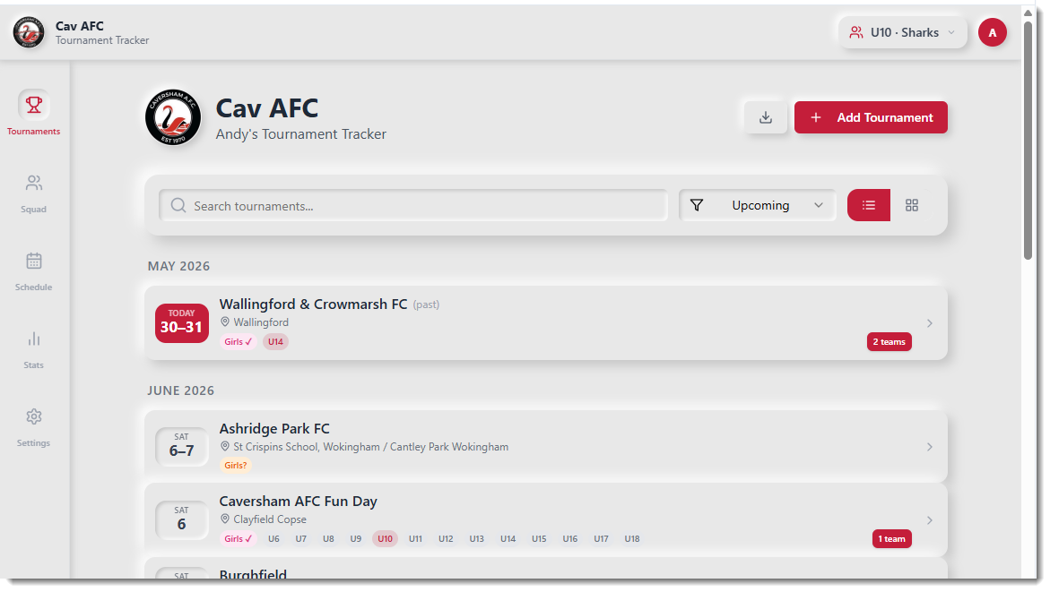 Cav AFC Tournament app template template preview