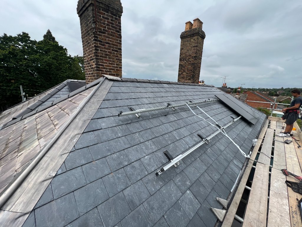 Slate Re-roof — Solar Racking Install