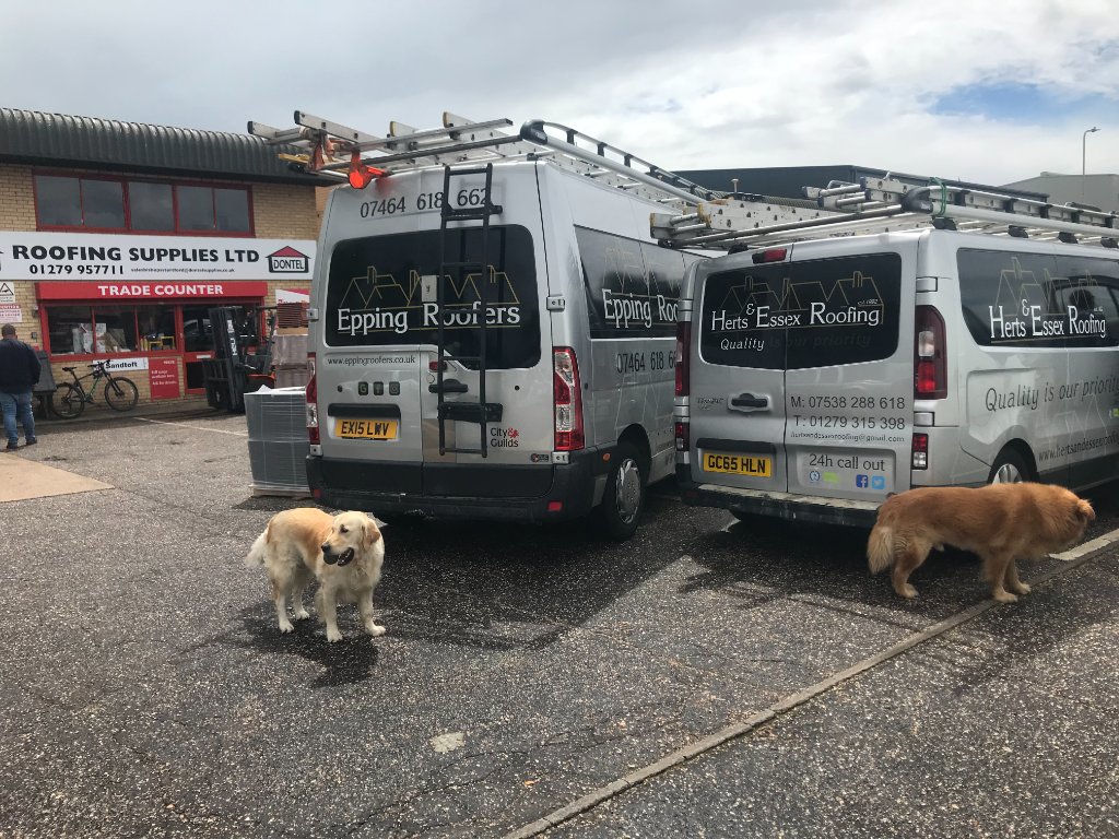 Epping Roofers Vans at Trade Counter