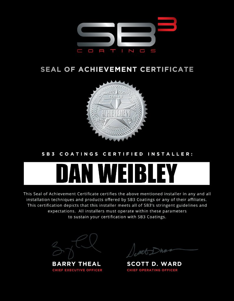 SB3 Coatings Certified Installer - Dan Weibley
