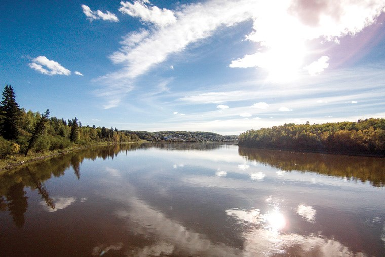 Athabasca River reflecting autumn sky
