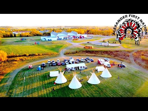 Alexander First Nation aerial view with tipis