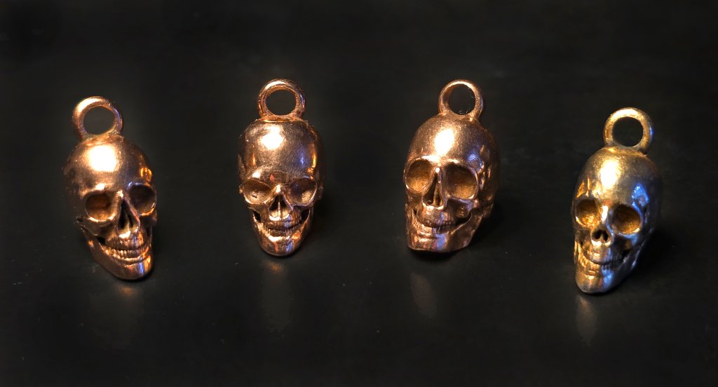 Solid Rose + Yellow Gold Skull Portrait Charms