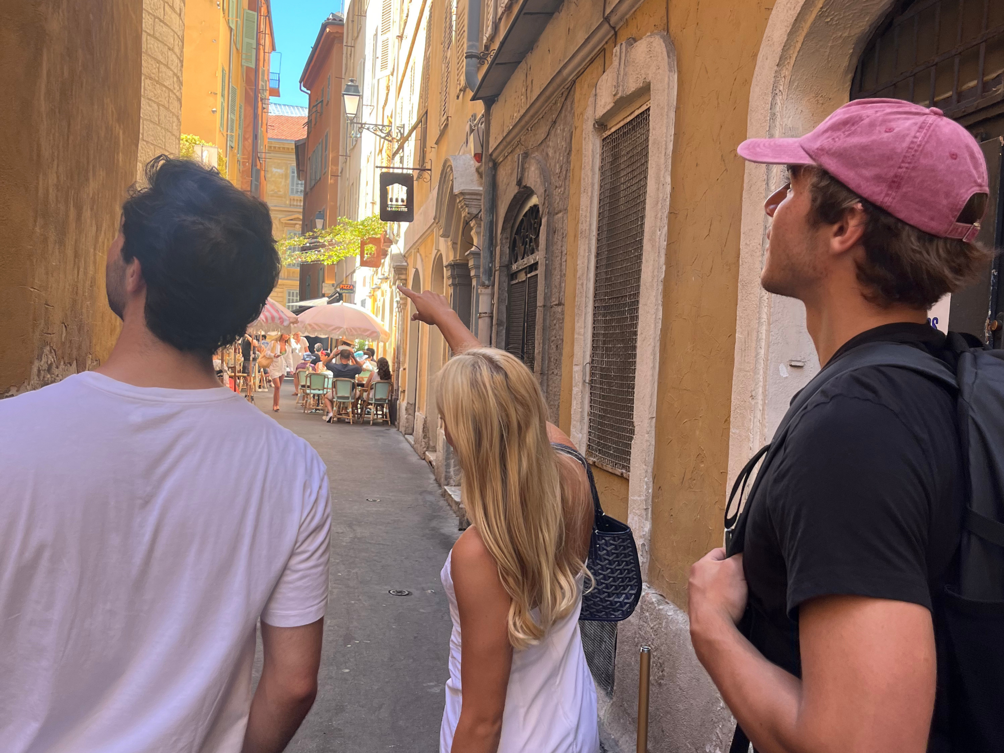 Group exploring a street in Old Nice