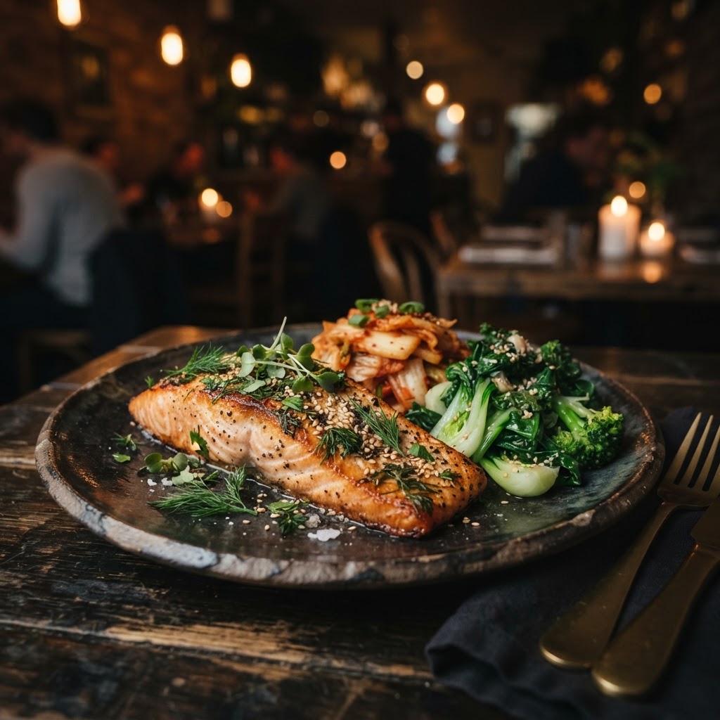 Herbed Salmon & Kimchi Dinner