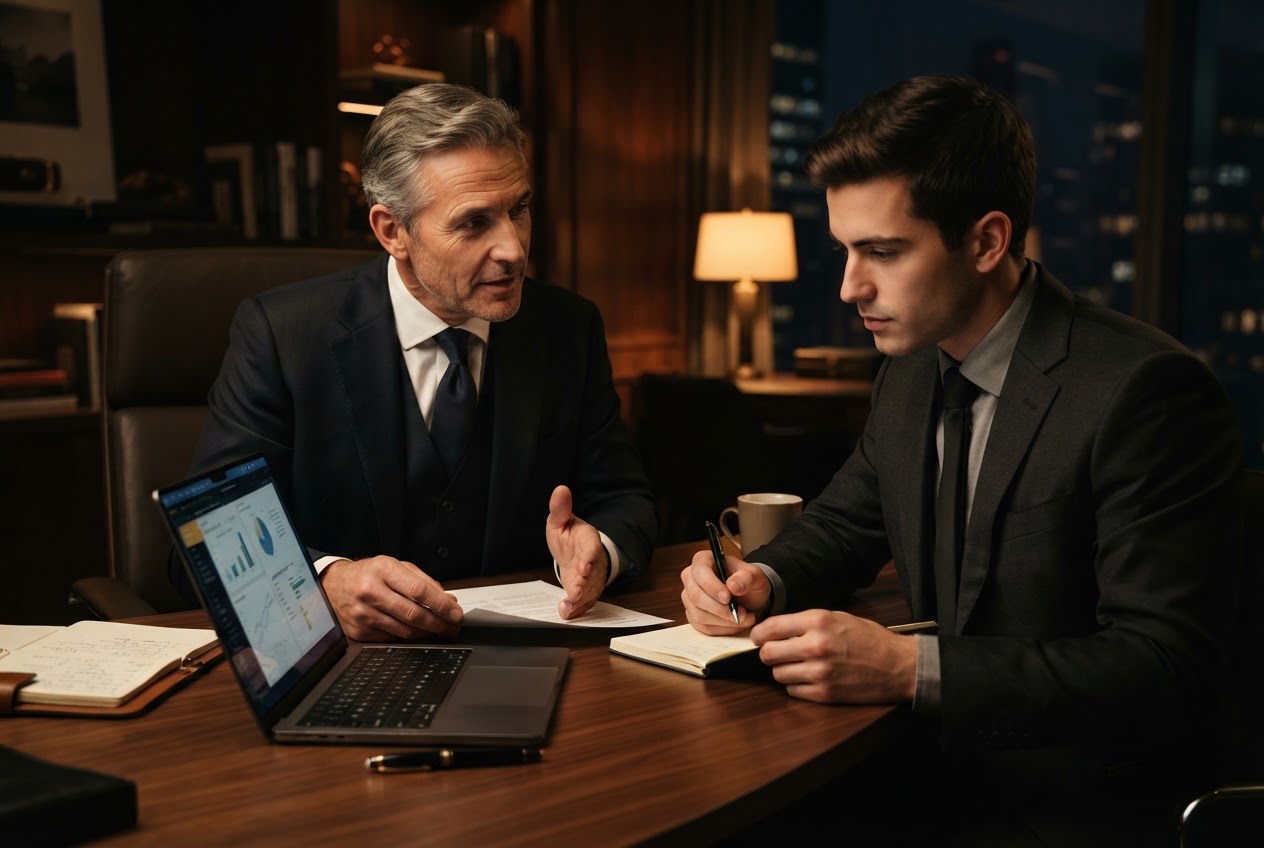 Mentor advising a young professional