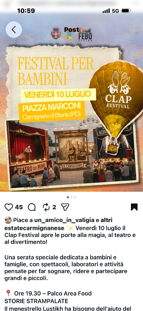 CLAP Festival - Festival per bambini a Carmignano di Brenta