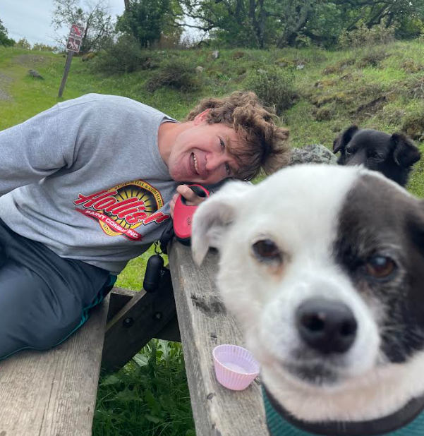Casey with the dogs