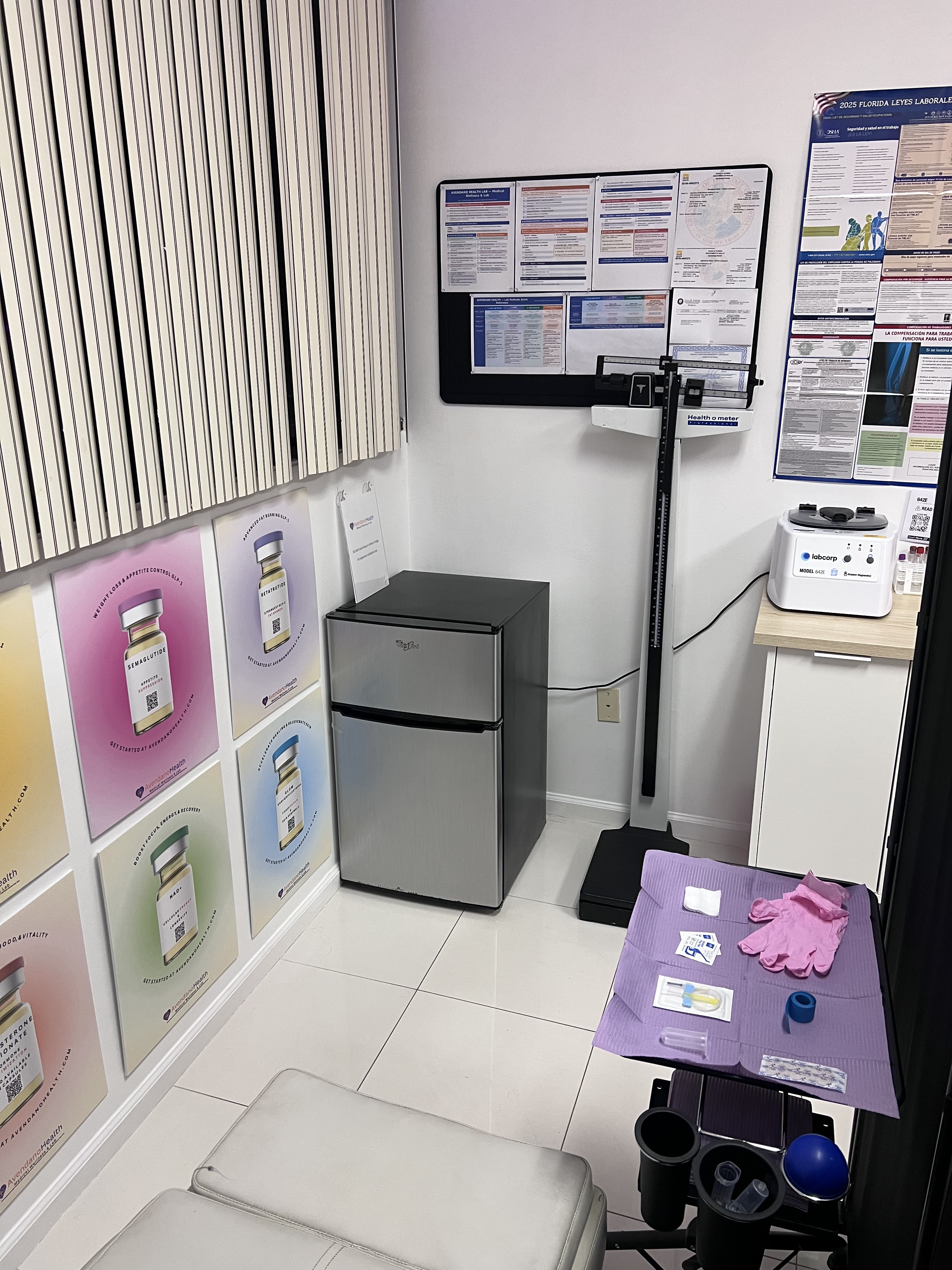 Avendano Health lab station and equipment in Boca Raton