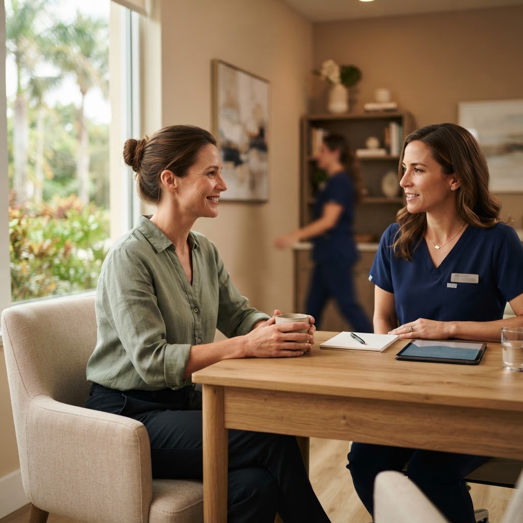 Healthy adult preparing a fresh balanced meal in a bright modern kitchen — medical weight loss Boca Raton