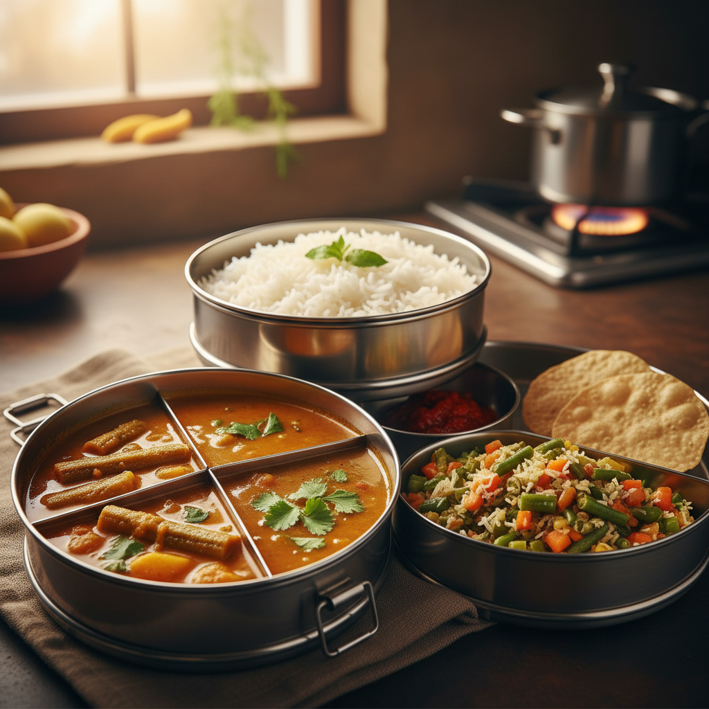 Tiffin Carrier Fresh packed South Indian tiffin carrier – daily home delivery in Kitchener and Waterloo, Ontario
