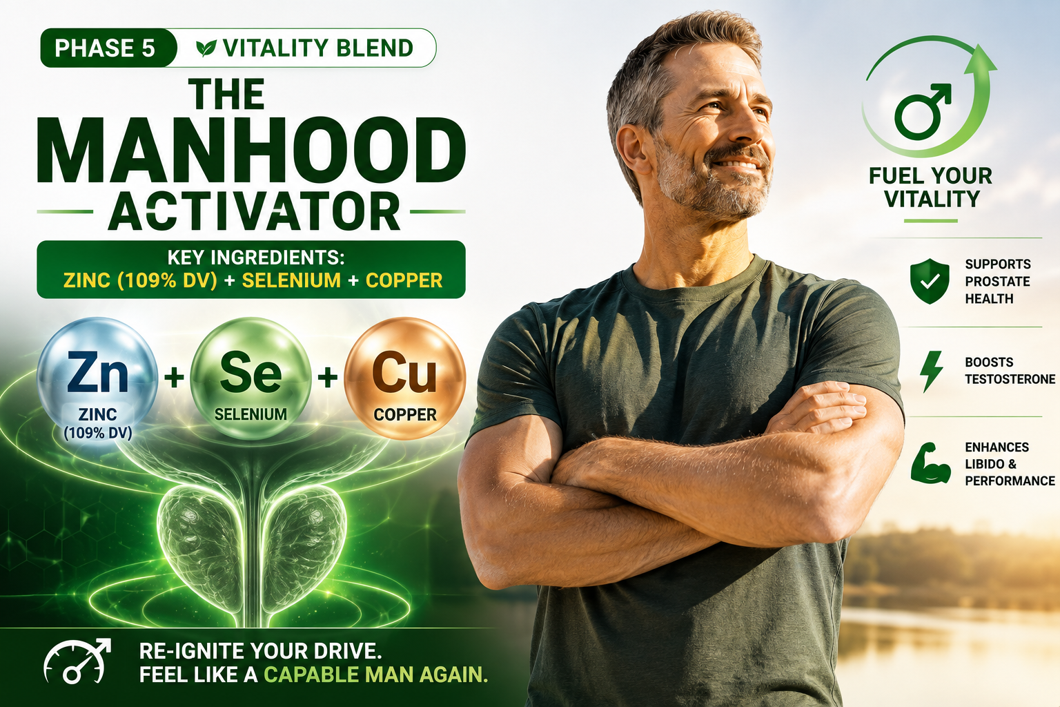 How the Zinc, Selenium, and Copper vitality blend supports prostate health, boosts testosterone, and enhances libido and performance