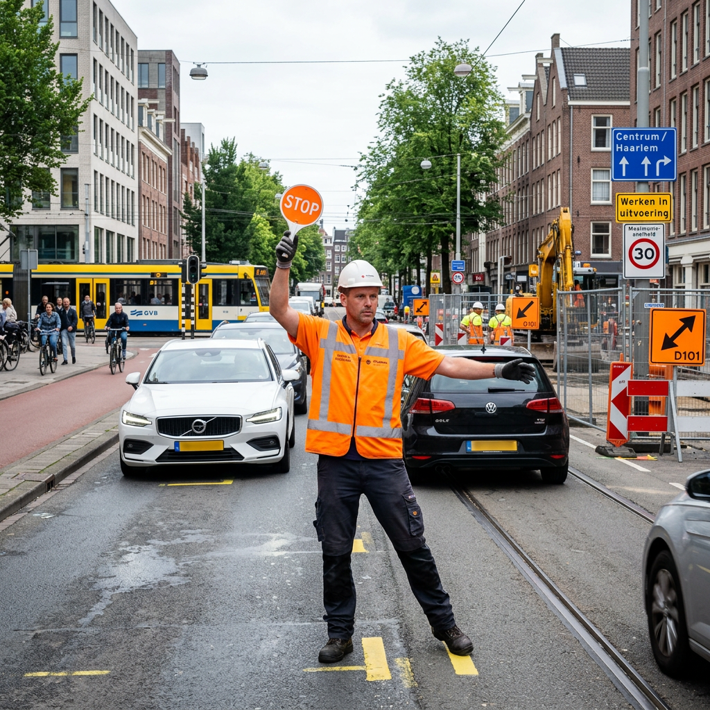 Verkeersregelaars bij Wegwerkzaamheden