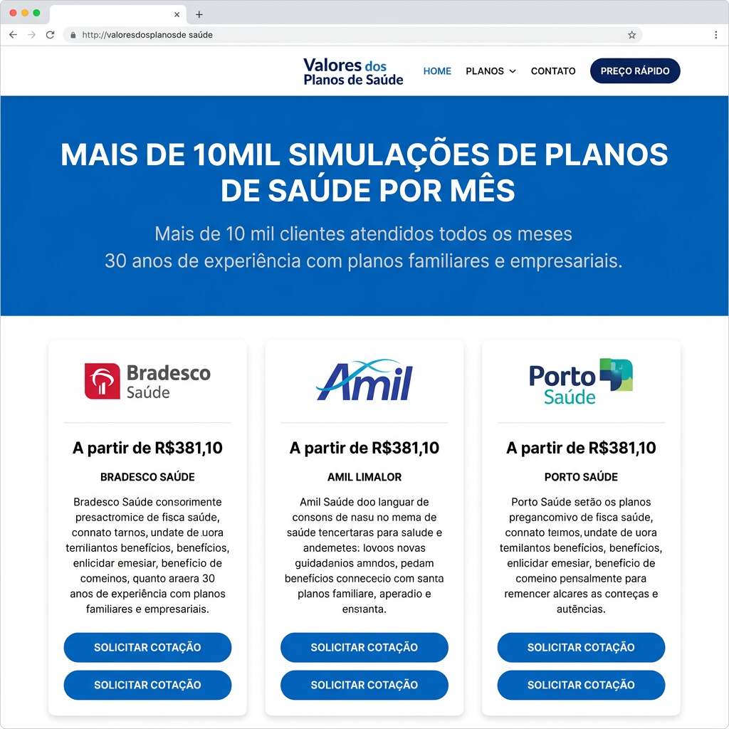 Valores dos Planos