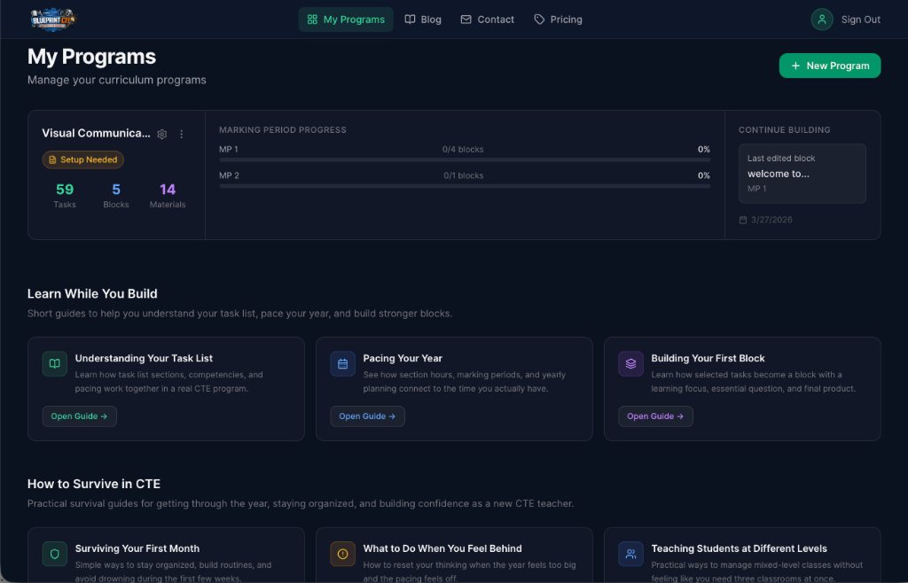 My Programs Dashboard
