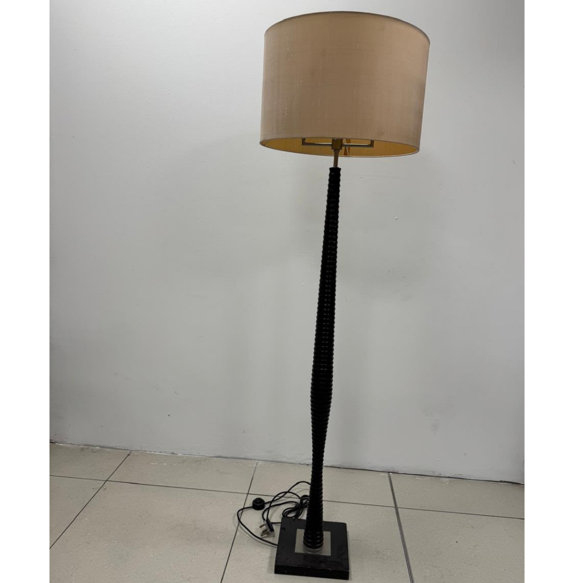 Beige Drum Floor Lamp