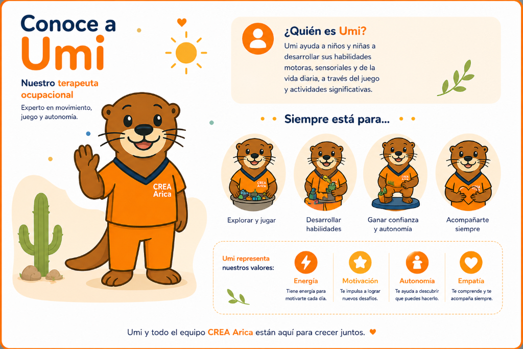 UMI, mascota chungungo de Terapia Ocupacional de CREA Arica