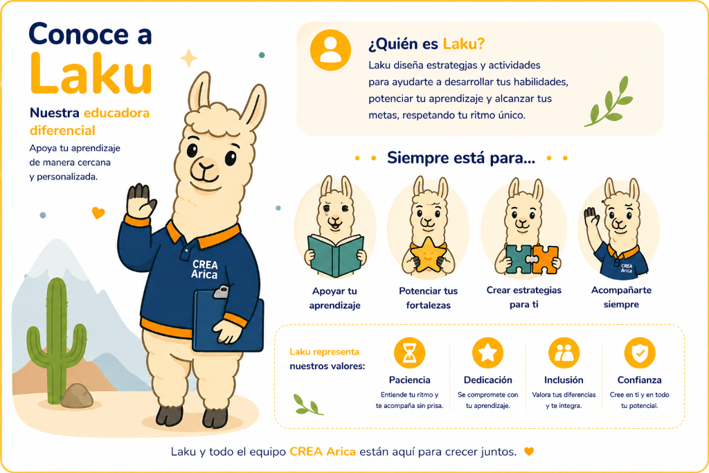 Laku, mascota alpaca de Educación Diferencial y Psicopedagogía de CREA Arica