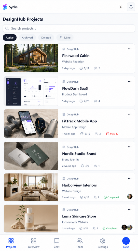 Synks mobile app