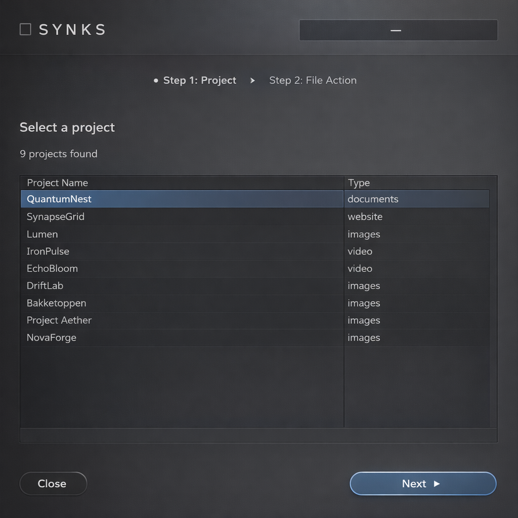 Select project