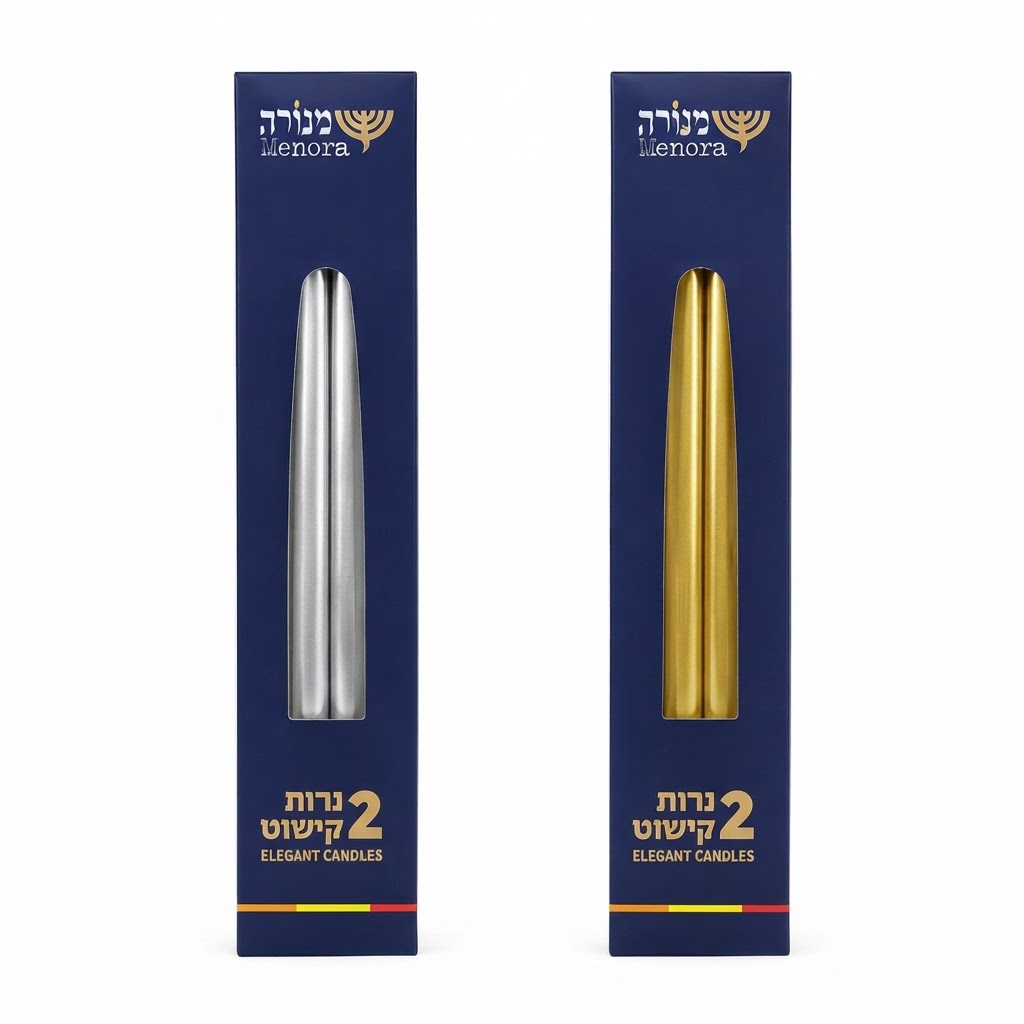 זוג נרות קישוט - זהב/כסף