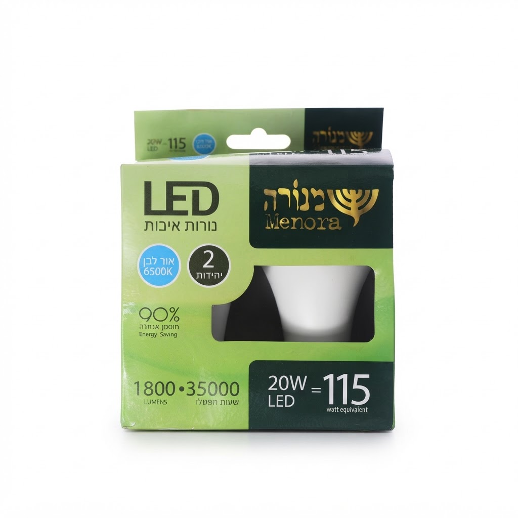 זוג נרות לד 20W - אור לבן 6500K