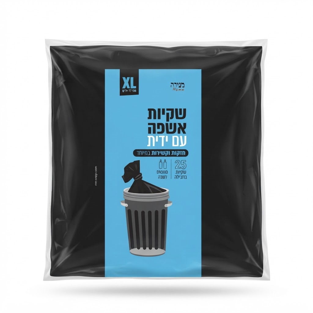 שקיות אשפה עם ידית שחור-25 יח'