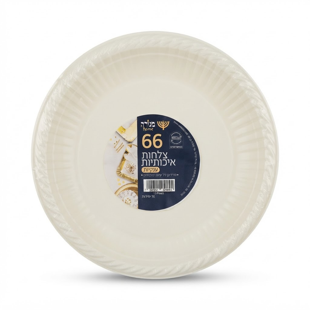 צלחות pp ענקיות לבן\קרם-66 יח'