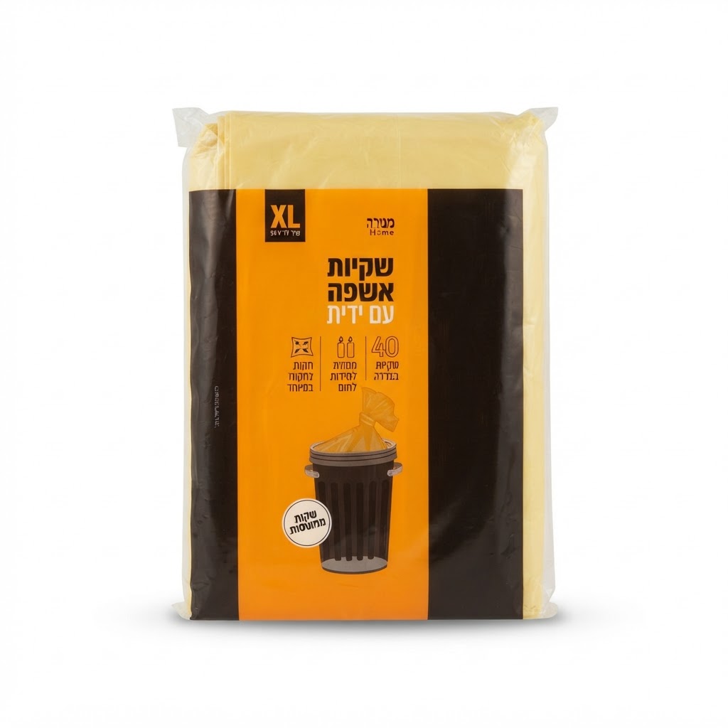 שקיות אשפה עם ידית קרם-40 יח'