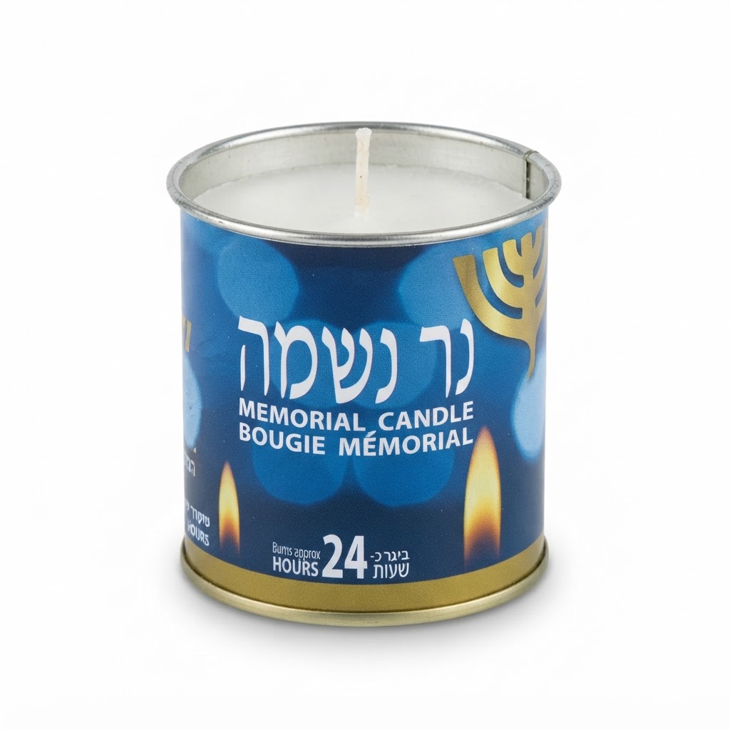 נר נשמה פחית, בוער כ-24 שעות