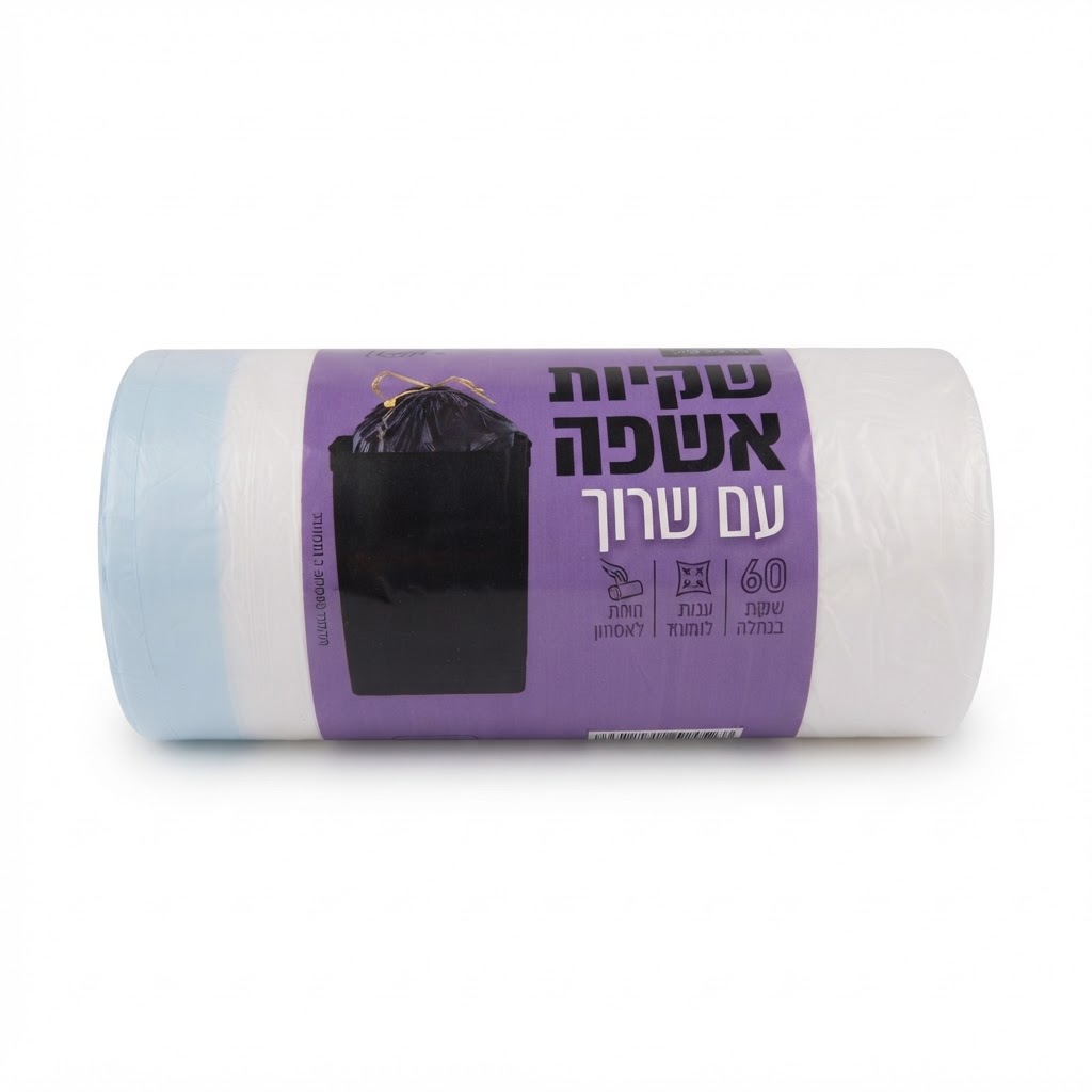 60 שקיות אשפה בגליל עם שרוך