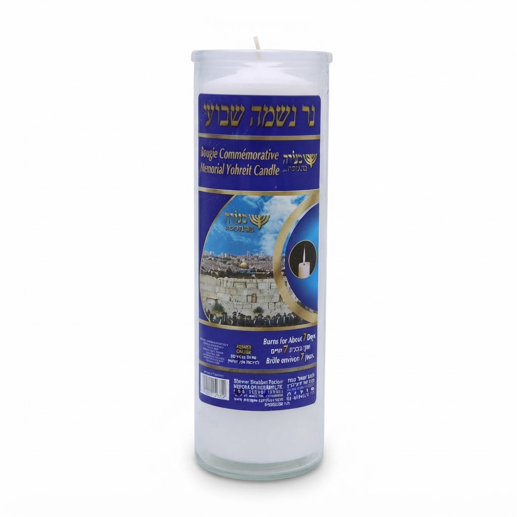 נר נשמה זכוכית, בוער כ-7 ימים