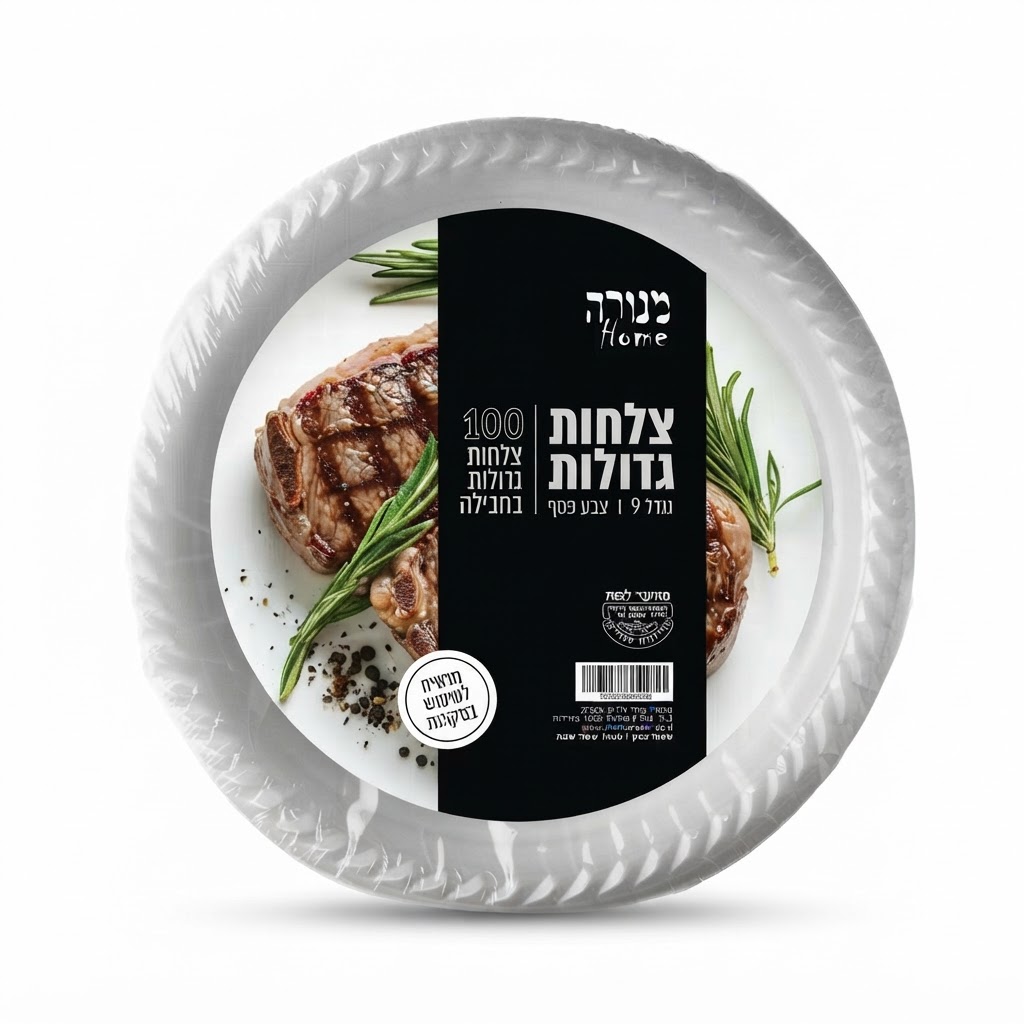 צלחות pp גדולות לבן\קרם-100 יח'