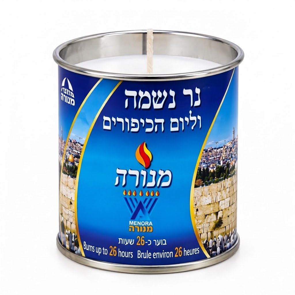 נר נשמה פחית, בוער כ-26 שעות