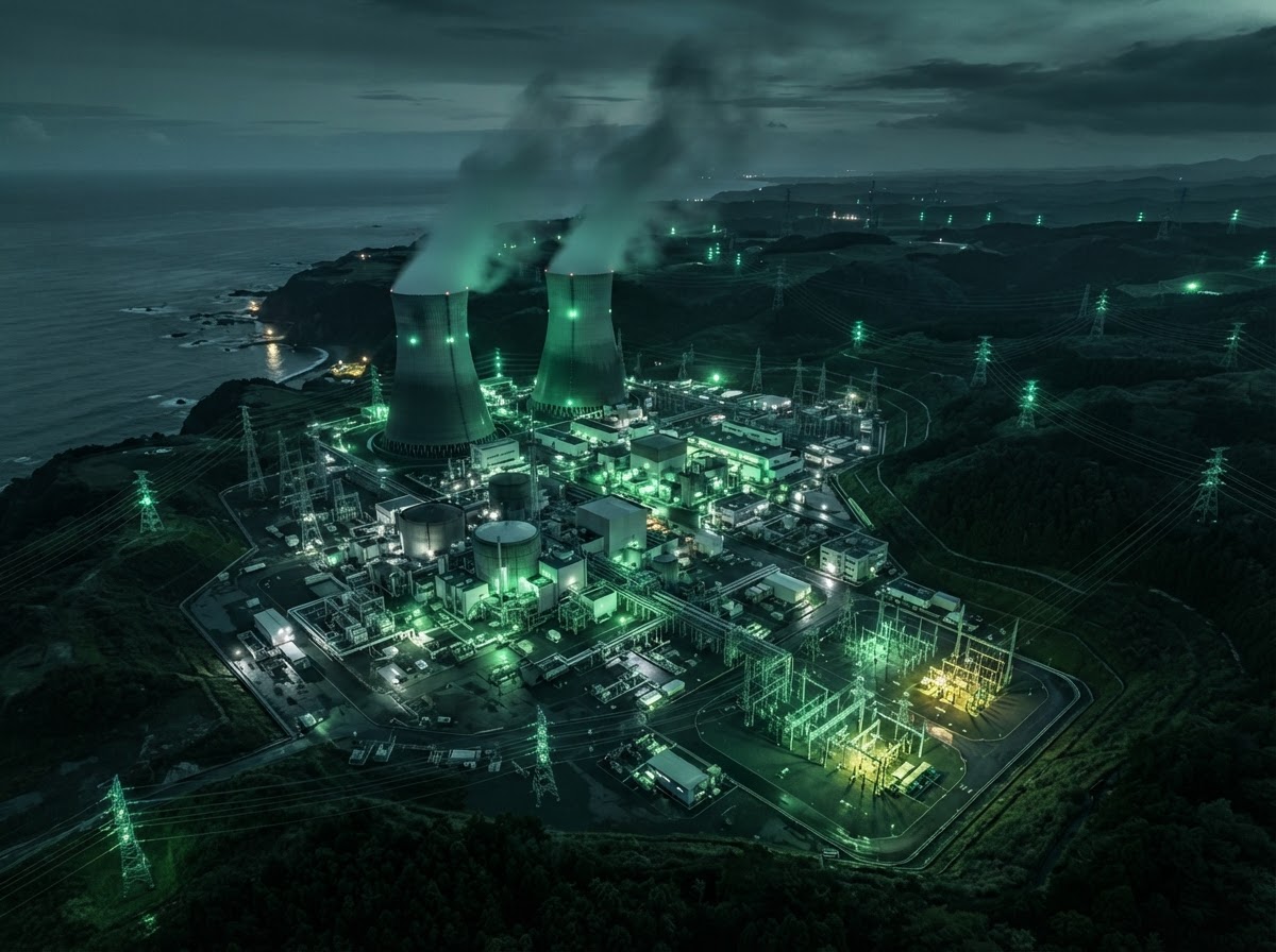 Energy infrastructure at dusk