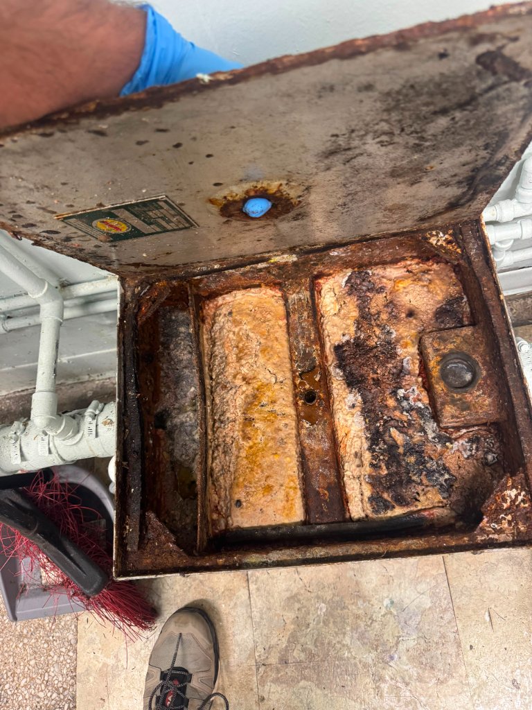 Before — Grease Trap Cleaning — Commercial Kitchen, Miami-Dade