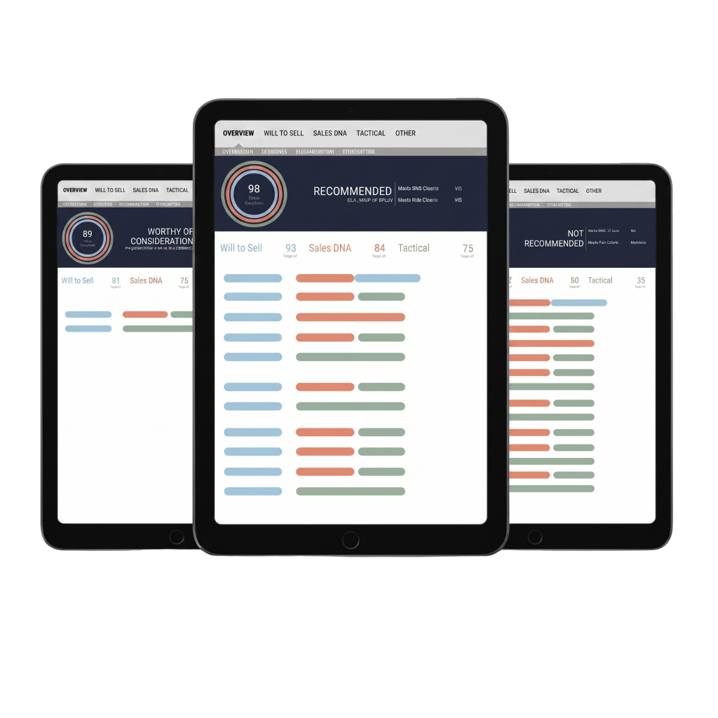 SalesIndex Hiring Reports showing Recommended, Worthy of Consideration, and Not Recommended candidates