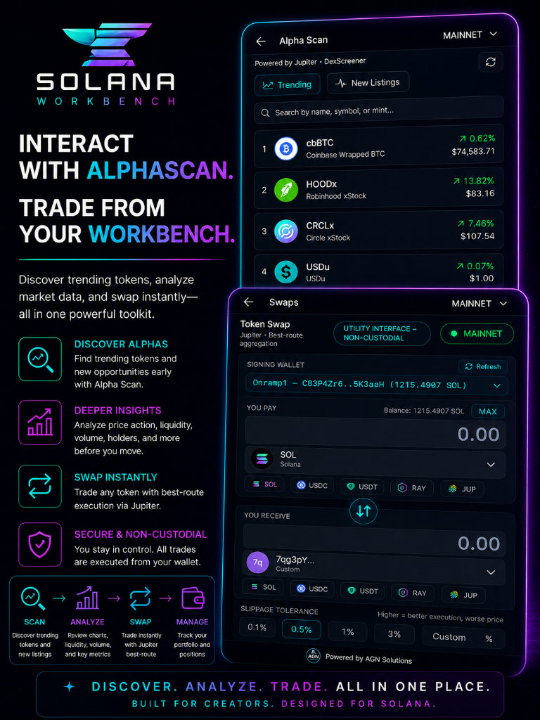 Alpha Scan and Swaps interface