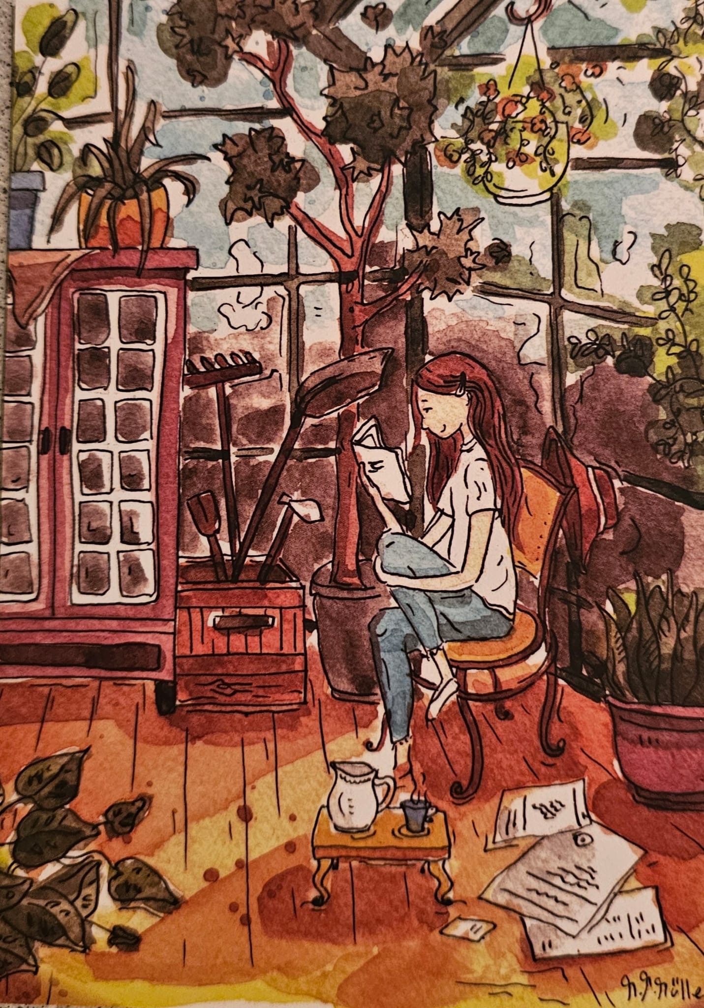 Ilustrace – Nathaly čte knihu