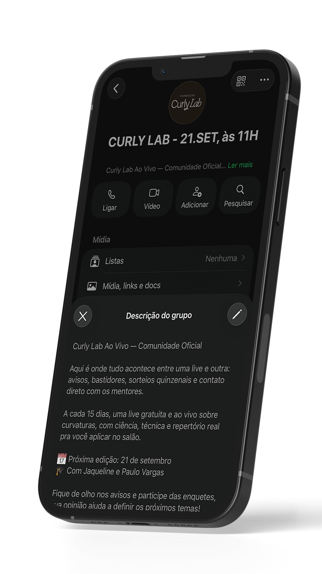 Comunidade Curly Lab no WhatsApp