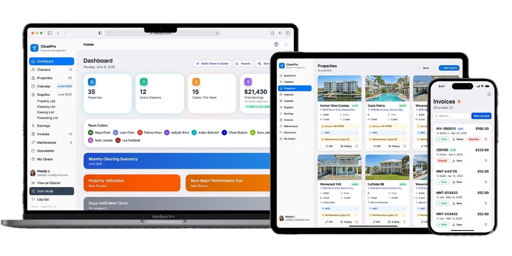 CleanPro app across devices