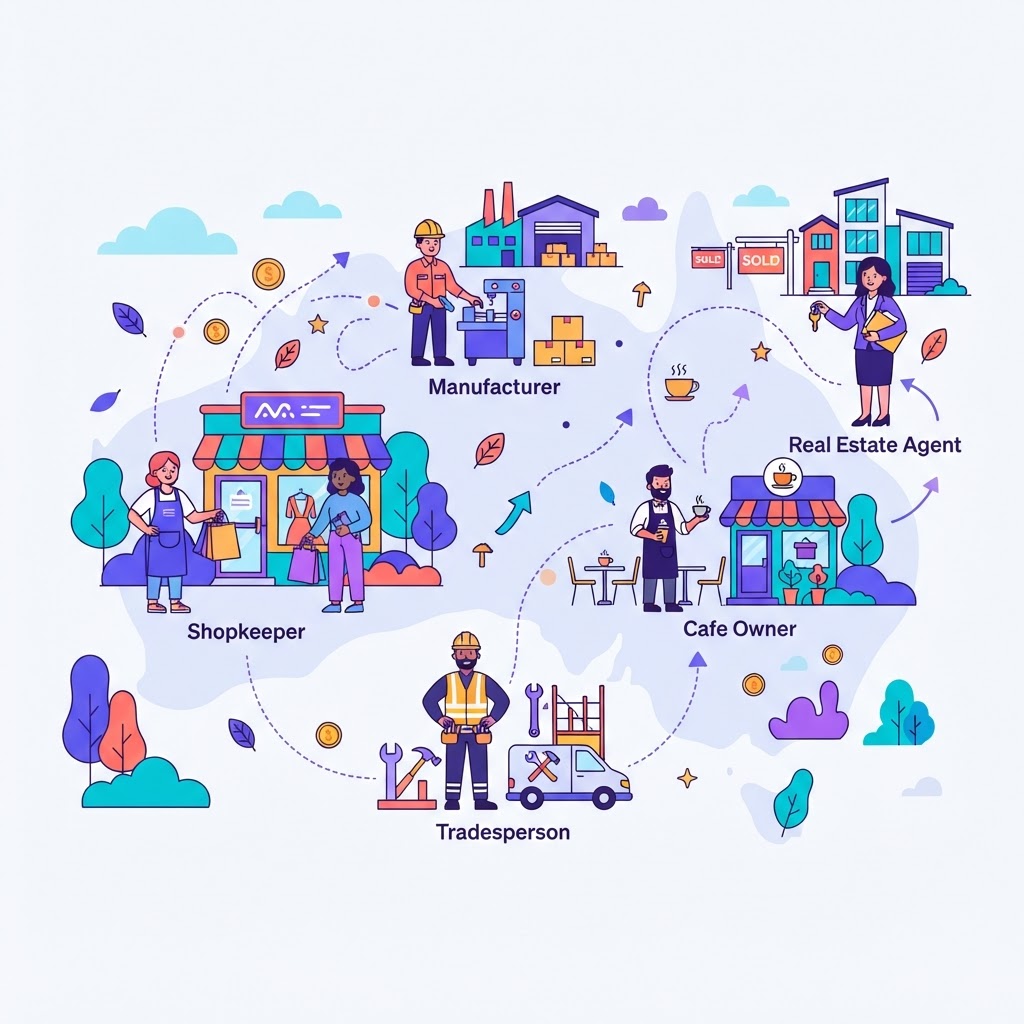 Diverse Australian small businesses growing together